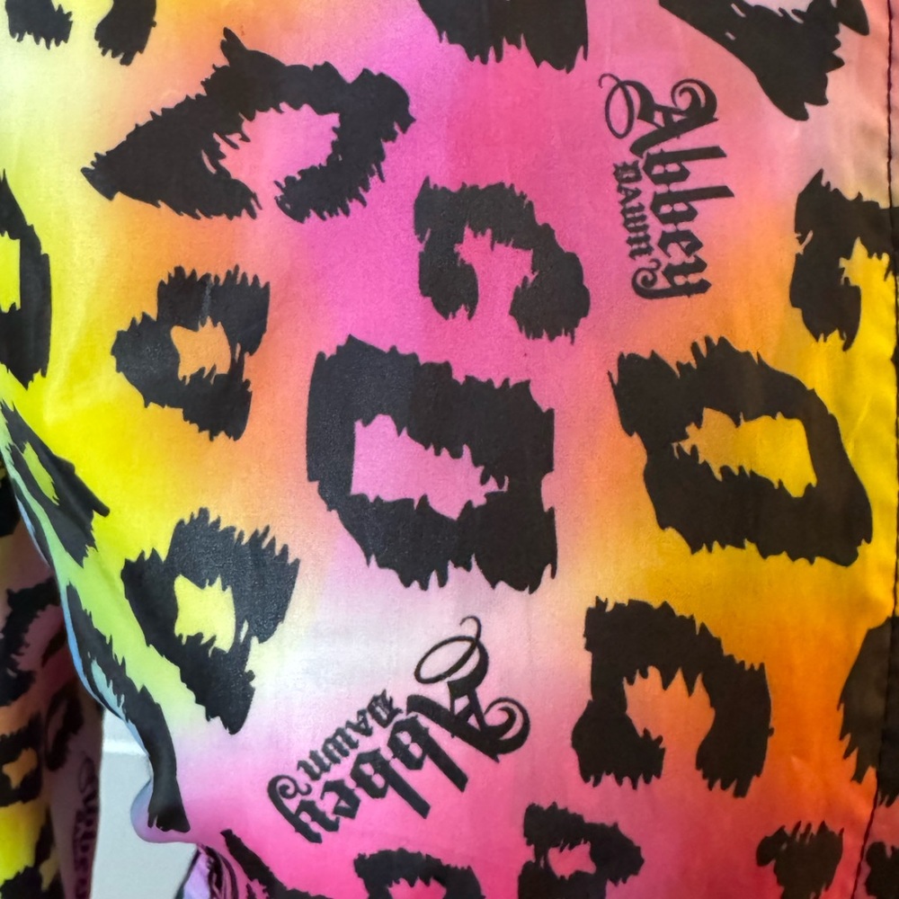 Abbey Dawn Avril Lavigne Rainbow Leopard Jacket Y2K‎ Scene Windbreaker S - Picture 7 of 17
